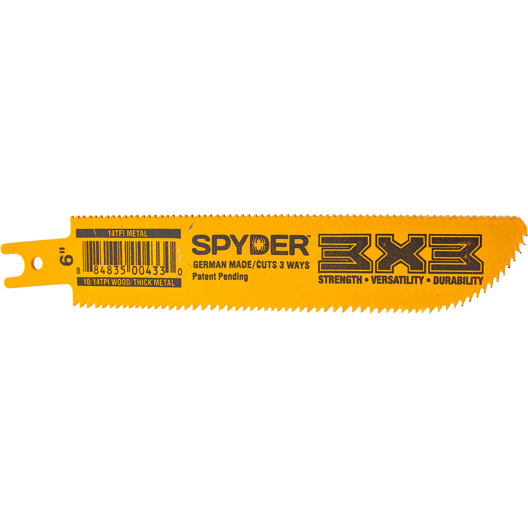 SPYDER 3X3™, 3X3 10/14 x 14 TPI - 6in. Reciprocating Saw Blade, Blade Length 6 in, Included (qty.) 1 Model# 200203